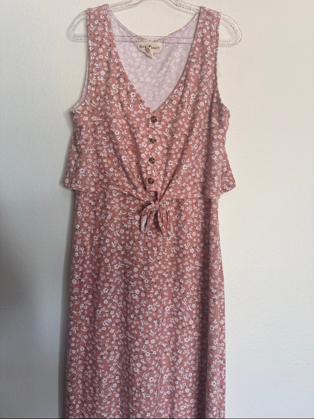 Derek Heart Dusty Rose Floral Button-Front Maxi Dress - Picture 3 of 5